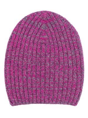 Barrie mélange-effect ribbed-knit cashmere beanie - Pink