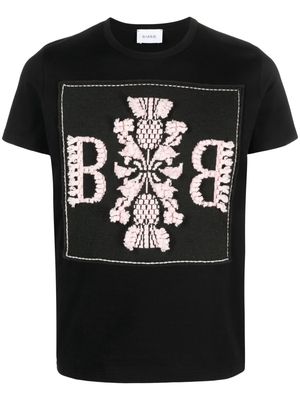 Barrie oversize logo-patch cashmere T-shirt - Black