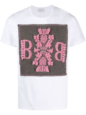 Barrie oversize logo-patch cashmere T-shirt - White