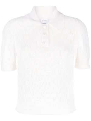 Barrie pointelle-knit cashmere polo top - Neutrals