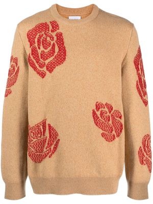 Barrie rose-motif cashmere jumper - Brown