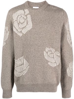 Barrie rose-motif cashmere jumper - Grey