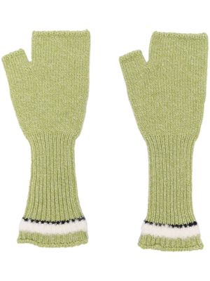 Barrie shearling-effect cashmere fingerless gloves - Green