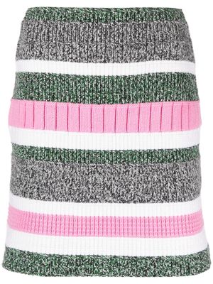 Barrie stripe-pattern cashmere straight skirt - Green