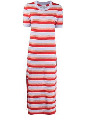 Barrie striped knitted midi dress - Red