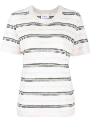 Barrie striped short-sleeve knitted top - Neutrals