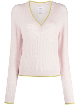 Barrie V-neck cable-knit jumper - Pink