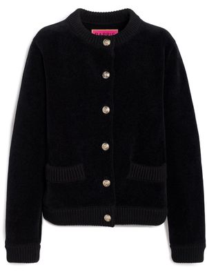 Barrie velvet-effect fine-knit cardigan - Black