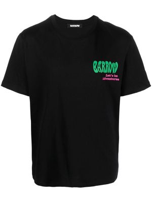 BARROW beaded smiley face-print cotton T-shirt - Black