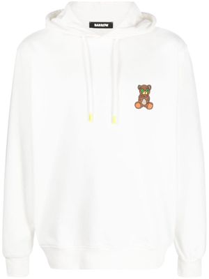 BARROW bear-print cotton hoodie - White
