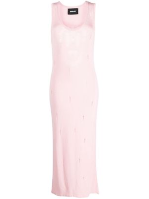 BARROW distressed knitted maxi dress - Pink
