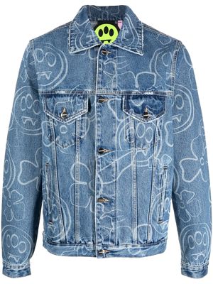 BARROW doodle-print denim jacket - Blue