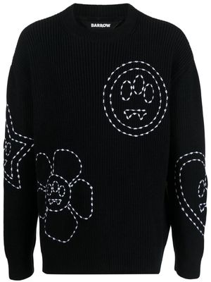 BARROW embroidered ribbed-knit jumper - Black