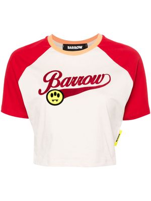 BARROW flocked-logo cotton T-shirt - Neutrals