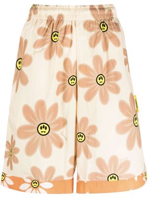 BARROW floral logo-print bermuda shorts - Neutrals