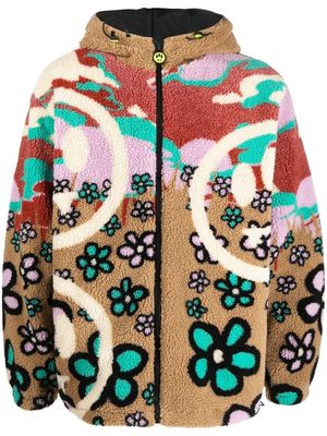 BARROW floral-print faux shearling jacket - Brown