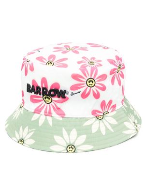 BARROW flower-printed bucket hat - White