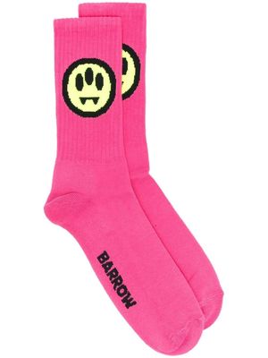 BARROW intarsia-knit logo socks - Pink