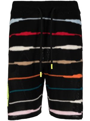 BARROW intarsia-knit logo striped shorts - Black