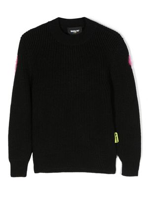 Barrow kids crew-neck intarsia-knit sweatshirt - Black