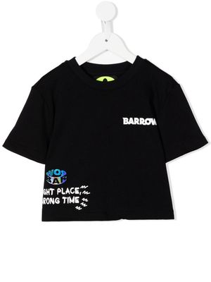 Barrow kids cropped logo-print cotton T-shirt - Black