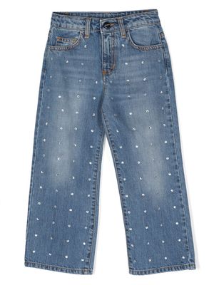 Barrow kids crystal-embellished mid-rise wide-leg jeans - Blue