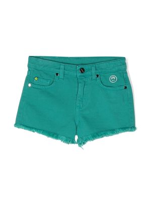 Barrow kids embroidered-logo frayed-edge shorts - Green