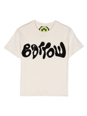 Barrow kids flocked-logo cotton T-shirt - Neutrals