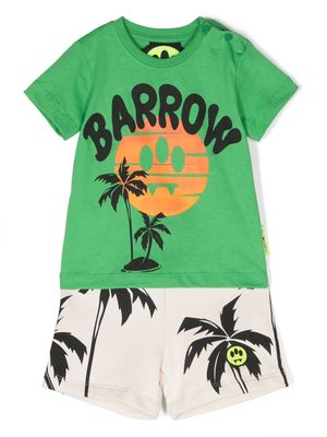 Barrow kids graphic-print cotton short set - Green