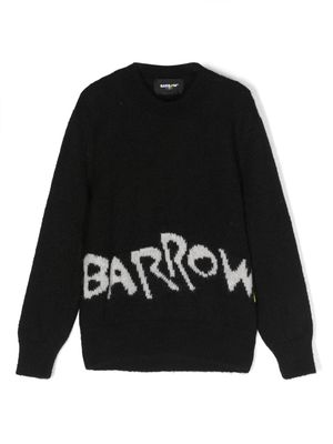 Barrow kids intarsia-knit-logo crew-neck jumper - Black