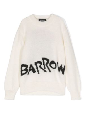 Barrow kids intarsia-knit logo crew-neck jumper - Neutrals