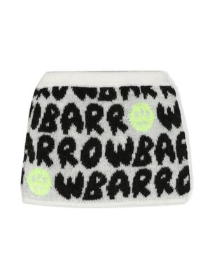 Barrow kids logo-intarsia knit skirt - White