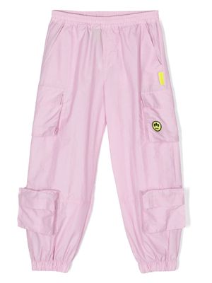 Barrow kids logo-patch poplin trousers - Pink