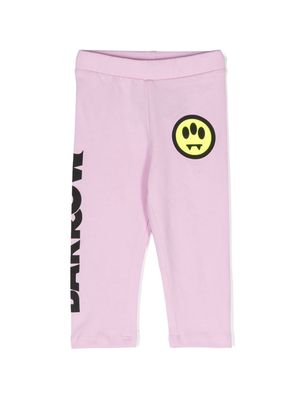 Barrow kids logo-print cotton-blend leggings - Pink