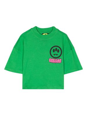 Barrow kids logo-print cotton crop top - Green