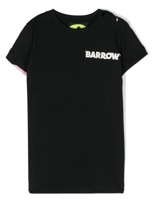 Barrow kids logo-print cotton dress - Black