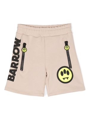 Barrow kids logo-print cotton-jersey track shorts - Neutrals