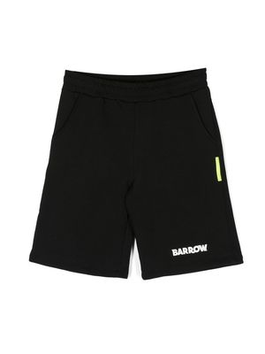 Barrow kids logo-print cotton shorts - Black