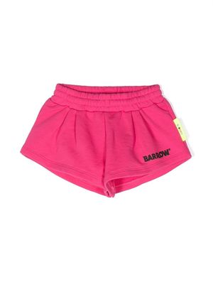 Barrow kids logo-print cotton shorts - Pink