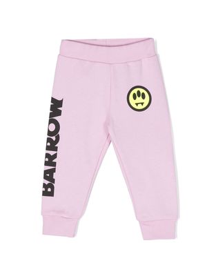 Barrow kids logo-print cotton track pants - Pink