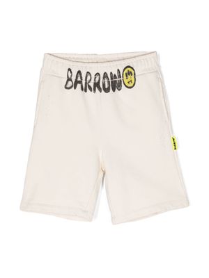 Barrow kids logo-print cotton track shorts - Neutrals