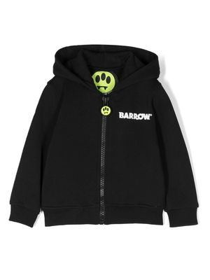 Barrow kids logo-print detail zipped hoodie - Black