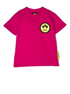 Barrow kids logo-print smiley T-shirt - Pink