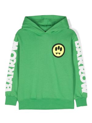 Barrow kids logo-tape cotton hoodie - Green