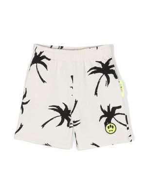 Barrow kids palm tree-print cotton shorts - Neutrals