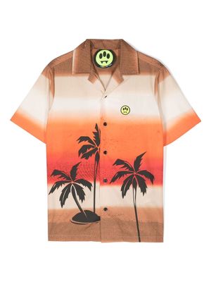 Barrow kids palm-tree print poplin shirt - Neutrals