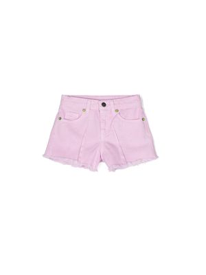 Barrow kids pleat-detail denim shorts - Pink