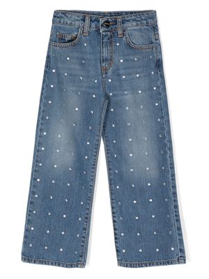 Barrow kids rhinestone-embellished wide-leg jeans - Blue