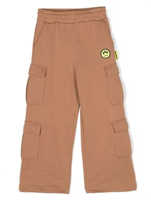 Barrow kids smiley-face cotton cargo trousers - Brown