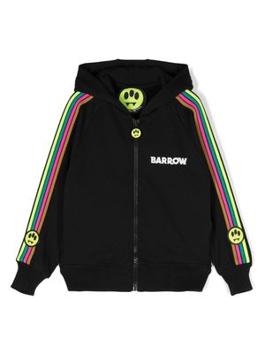 Barrow kids stripe-detailed zip-up hoodie - Black